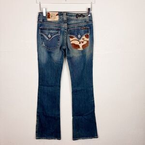 Miss Me Cow Print Fur Y2K Bootcut Jeans Size 26 Low Rise